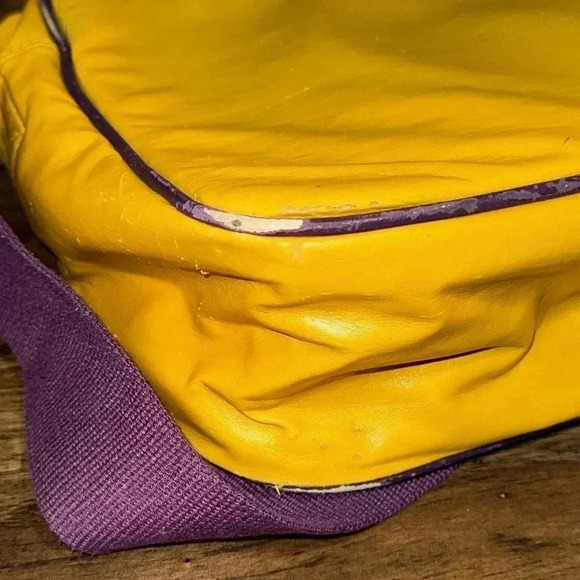 vintage yellow purple shoulder crossbody bag computer messenger bag adjustable - Picture 9 of 15